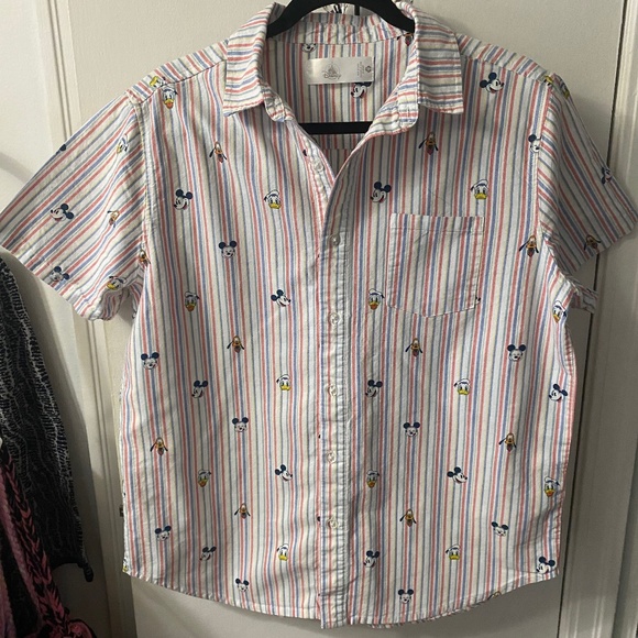- Disney Men's Button Shirt Mickey Donald Pluto Goofy Faces Size M - Picture 1 of 3